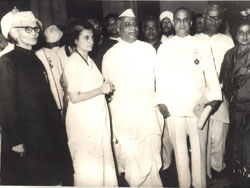 Left to Right : Pt. Haribhau, Prime Minister Indira Gandhi, Home Minister Sh.Y.B.Chavan
